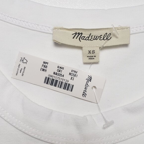 Madewell Cotton Perfect Crewneck Tee Women's Size XS Eyelet White Minimalist NWT - Picture 2 of 16